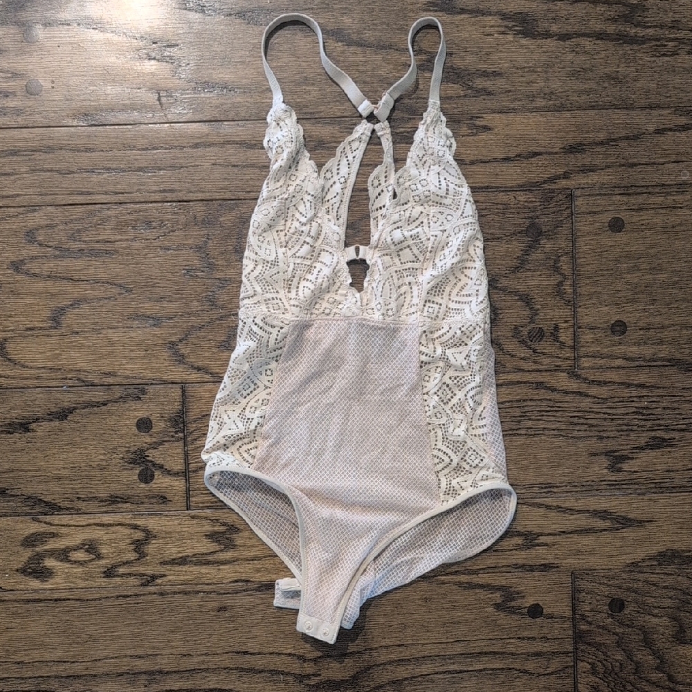 Aerie White Lace Bodysuit